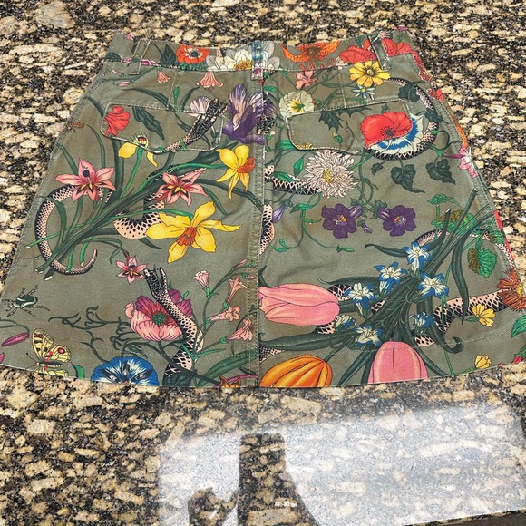Gucci Flora Snake Green Mini A-Line Skirt -Size 42 - Picture 5 of 7